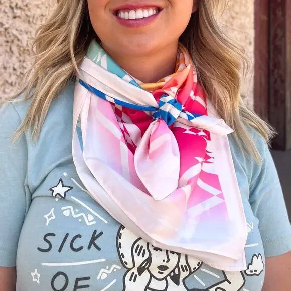 Aztec Rainbow Western Southwestern Wild Rag Scarf Accent - Picture 3 of 3